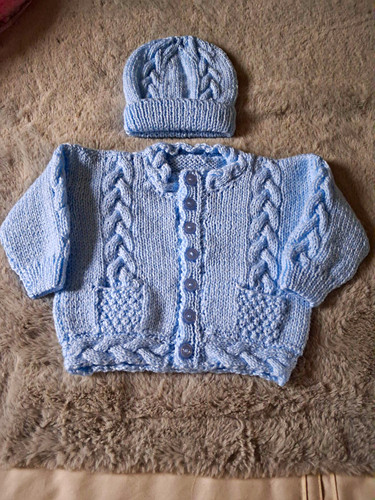 Blue wool cable knit baby - wool, cable-knit