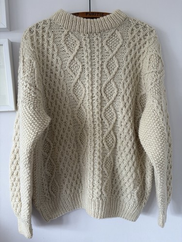 Aran cream hand knitted - cream,