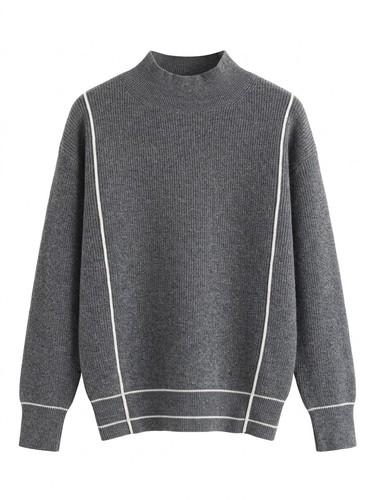 Pure wool grey - pure, ribbed