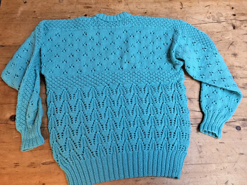Hand knit turquoise - hand,