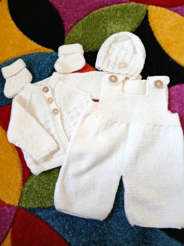Handmade cream knitted wool - knitted,