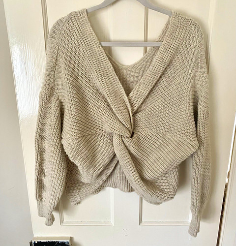 Womens beige knit pullover - womens,