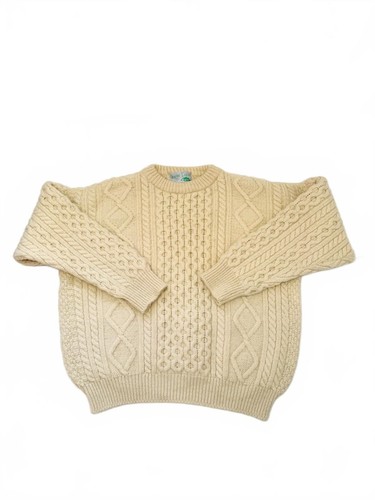 Vintage cream aran knit wool - aran,