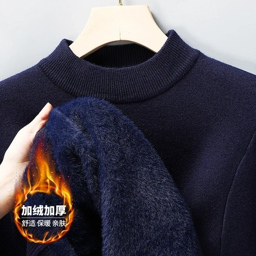 Men wool blend sweater - wool, neck