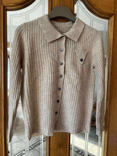 Beige ribbed knit wool - knit, shirt
